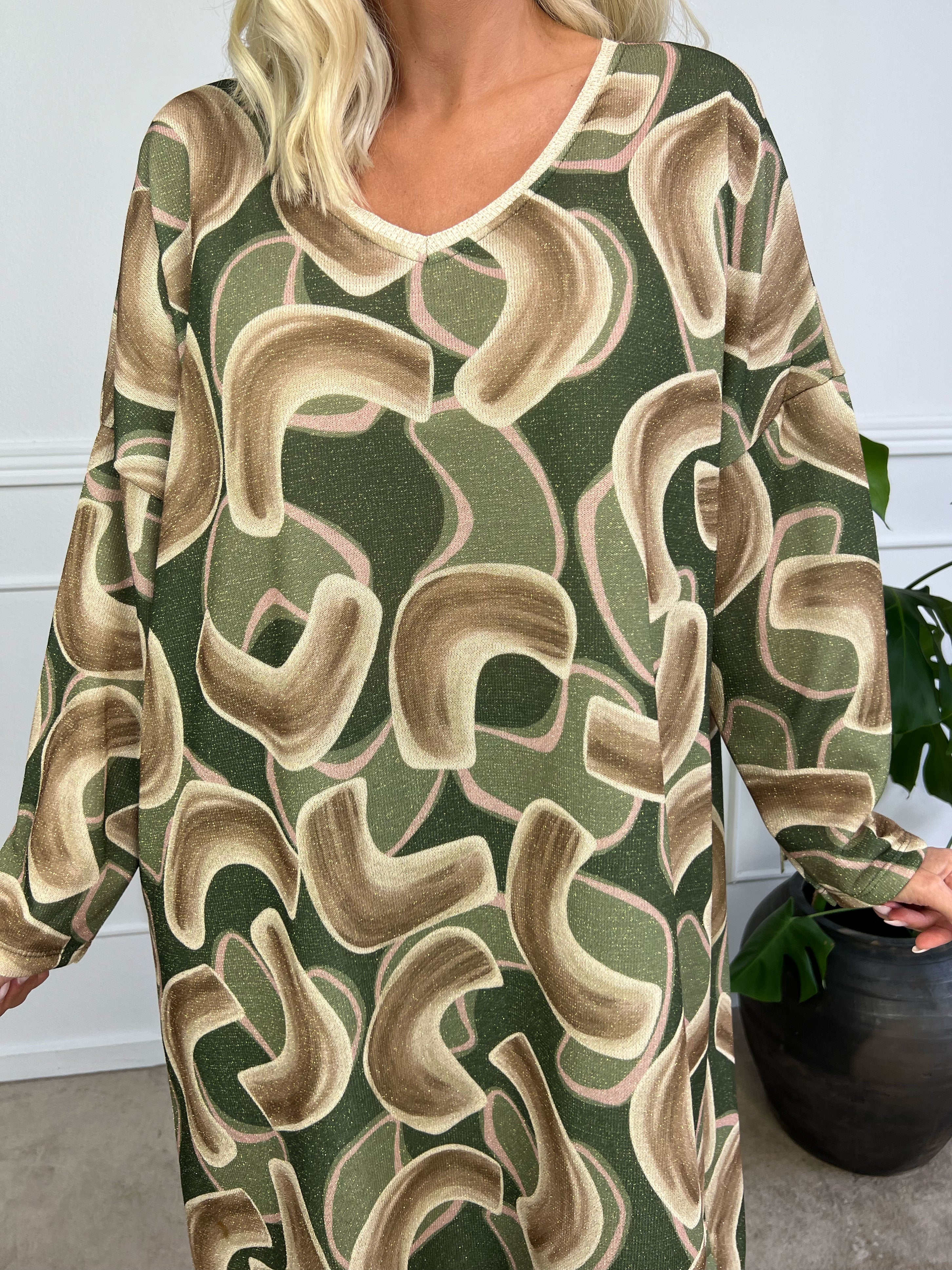 Astria - Mönstrad klänning med små glittertrådar